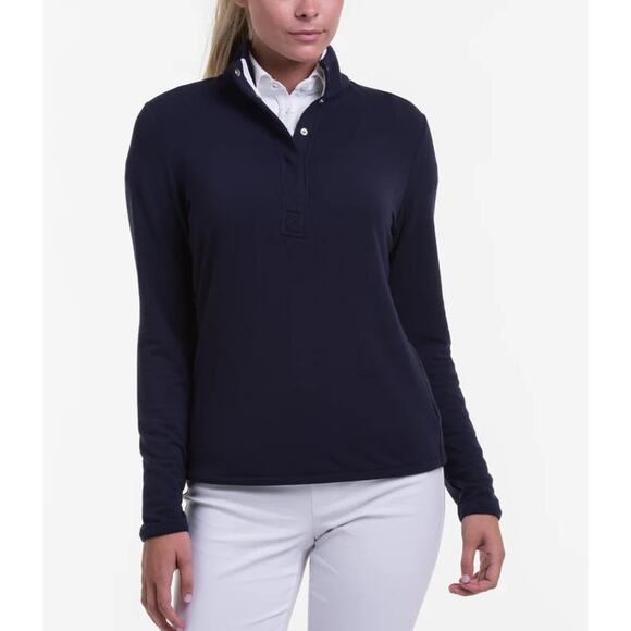 Fairway & Greene Kate Oldschool Navy Blue Snap Placket Sweatshirt XL - Picture 1 of 8